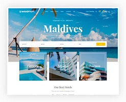 Tema wordpress pentru hotel din Maldive cu caracteristici de aerisire și tubulatura.