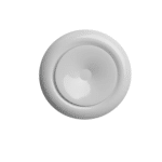 O Valva de refulare D100 rotundă, albă, cu o suprafață netedă, în formă de cupolă, este fotografiată de sus pe un fundal alb simplu.