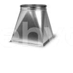 O cuvă de Schimbare de secțiune metalică pătrată pe fundal alb.