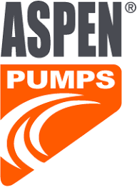 Logo-ul pompelor Aspen pe un fundal alb cu grătar de ventilație.