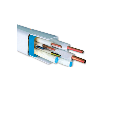 Un cablu alb cu fire albastre și albe folosit pentru ventilație.