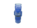 O supapă de reținere Sifon vertical uscat 3/4' din plastic albastru transparent cu formă cilindrică este afișată pe un fundal alb simplu.
