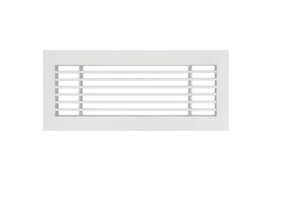 Grila decor liniara 300X200 este un capac de aerisire dreptunghiular alb cu lamele orizontale, prezentat centrat pe un fundal alb simplu.