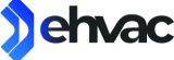 Logo care prezintă un simbol geometric albastru în stânga cuvântului "ehvac" cu litere îngroșate, negre și minuscule.